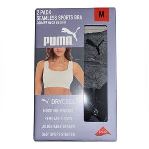 Puma Gray & black Seamless Sports‎ Bra 2 Pack